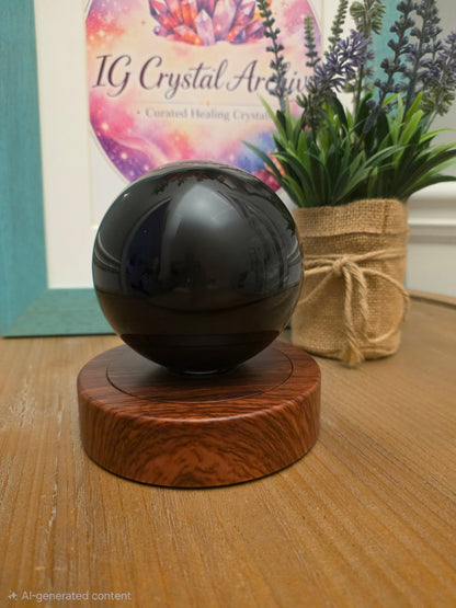 Black Obsidian Crystal Sphere | 3” Polished Obsidian Protection Stone