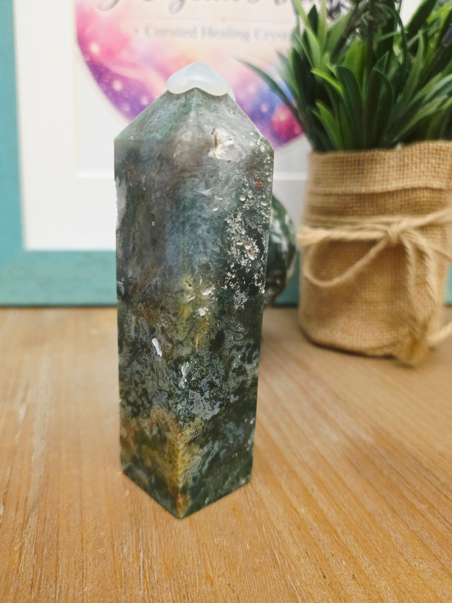 Moss Agate Sphere | Dark Green Crystal Ball | Natural Moss Agate Crystal | Forest Green Stone Sphere | Crystal Collector Gift