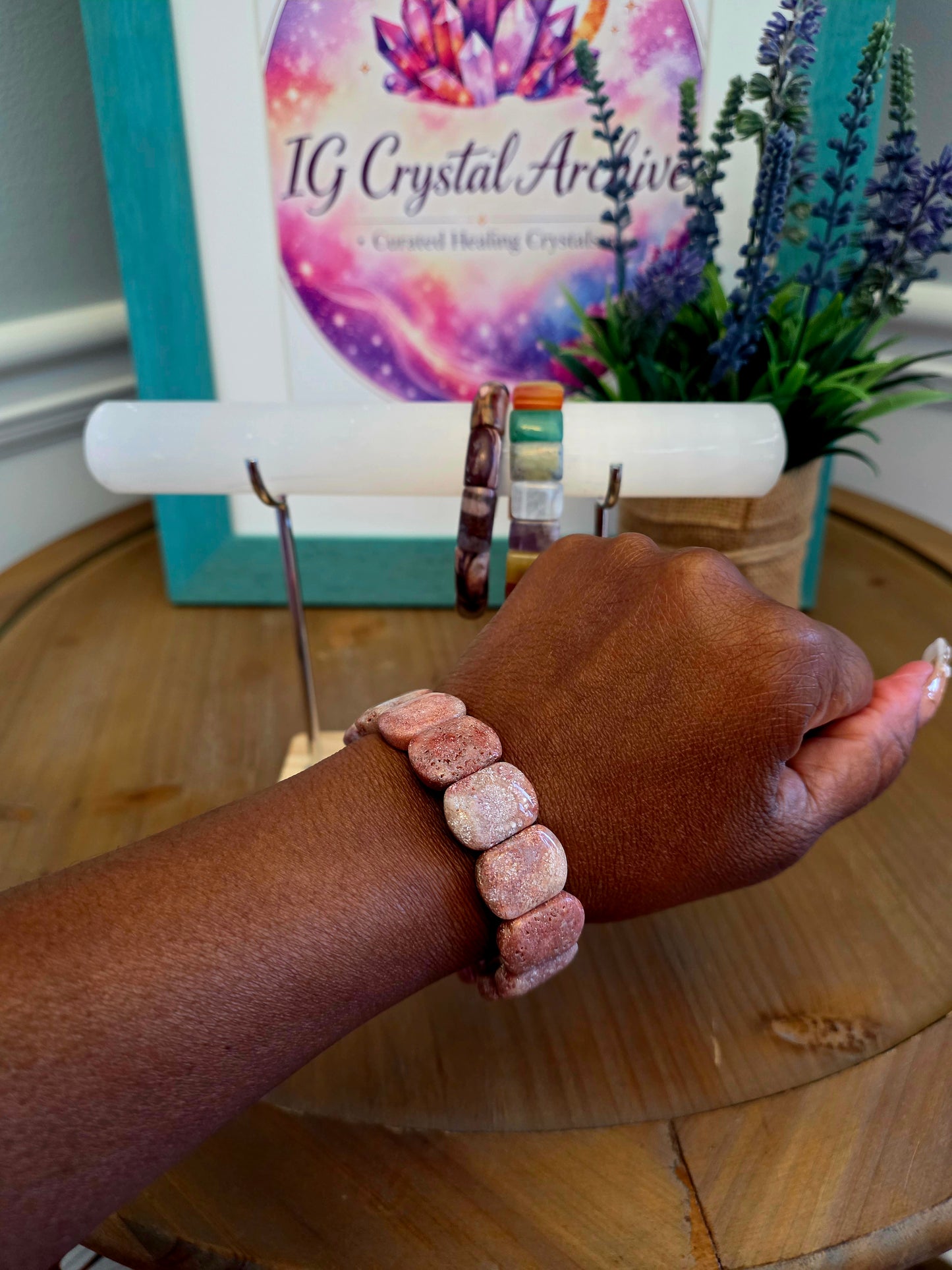 Mixed Gemstone Crystal Bracelets | Natural Stone Stretch Bracelet | Chunky Rectangle Bead Bracelet | Choose Your Crystal Jewelry