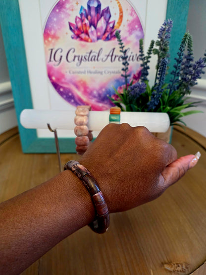 Mixed Gemstone Crystal Bracelets | Natural Stone Stretch Bracelet | Chunky Rectangle Bead Bracelet | Choose Your Crystal Jewelry