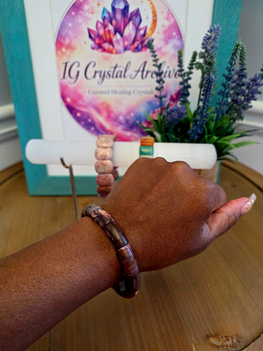 Mixed Gemstone Crystal Bracelets | Natural Stone Stretch Bracelet | Chunky Rectangle Bead Bracelet | Choose Your Crystal Jewelry
