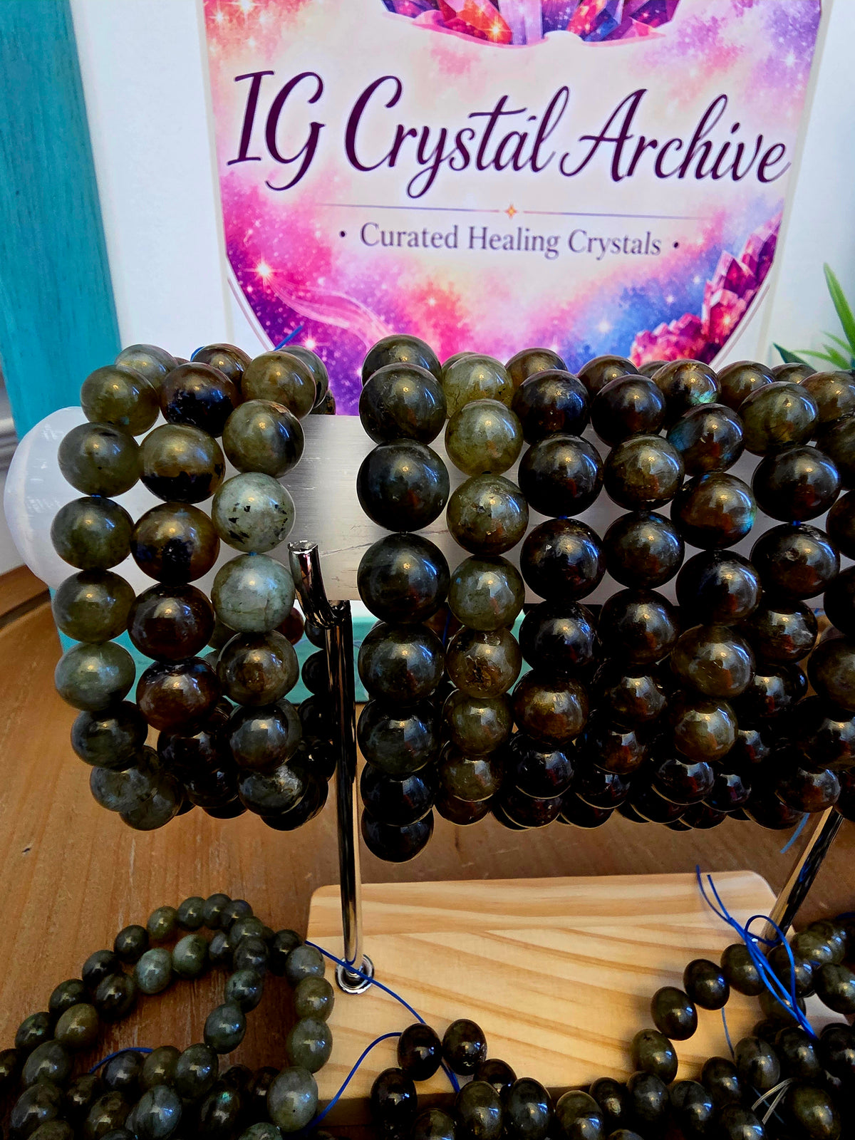 Natural Labradorite Crystal Bracelet | Flashy Labradorite Gemstone Beads | Protection & Intuition Stretch Bracelet