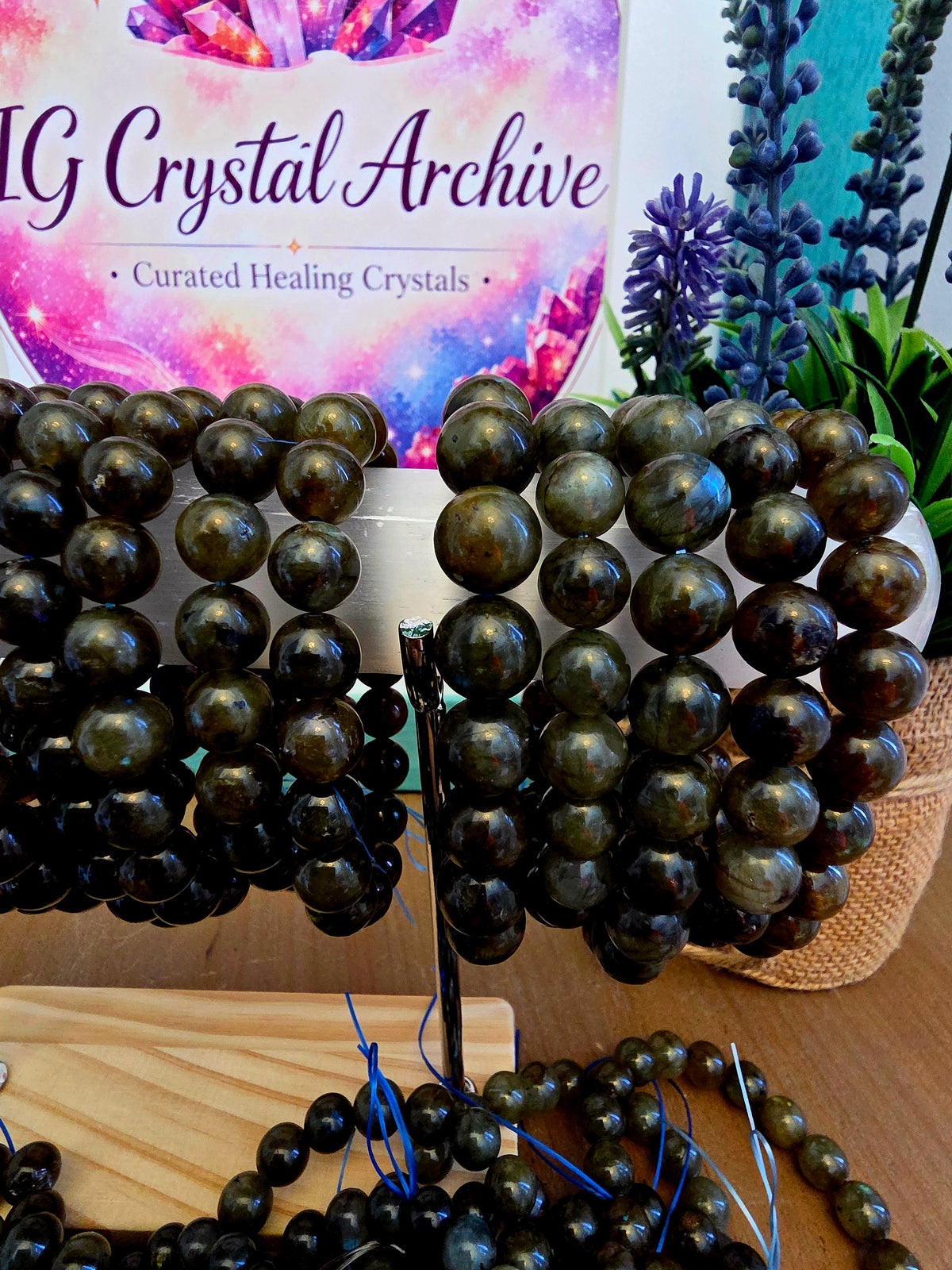 Natural Labradorite Crystal Bracelet | Flashy Labradorite Gemstone Beads | Protection & Intuition Stretch Bracelet