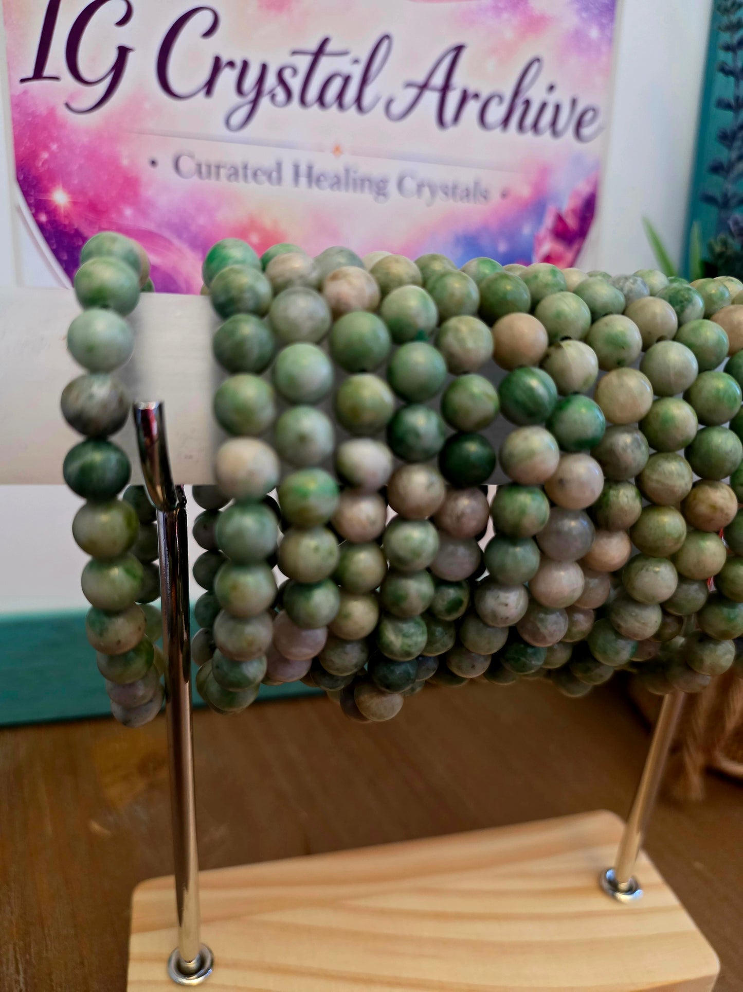 Natural Green Jasper Agate Crystal Bracelet | Sage Green Gemstone Beaded Bracelet | Earthy Crystal Jewelry