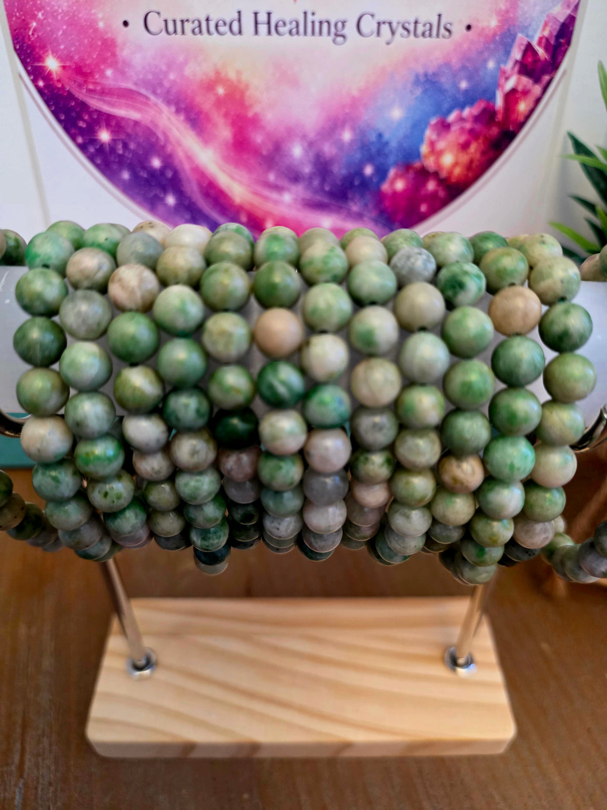 Natural Green Jasper Agate Crystal Bracelet | Sage Green Gemstone Beaded Bracelet | Earthy Crystal Jewelry