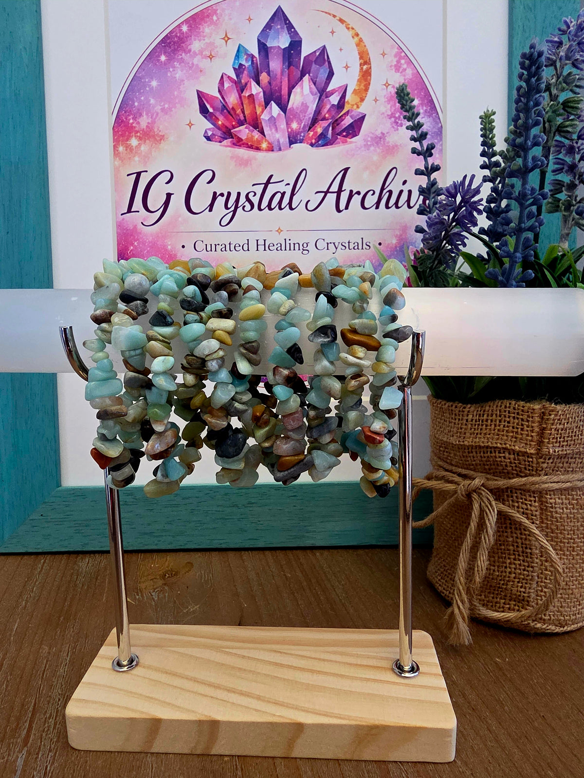 Natural Amazonite Chip Bracelet | Multicolor Blue Green Gemstone Stretch Bracelet | Boho Stone Jewelry