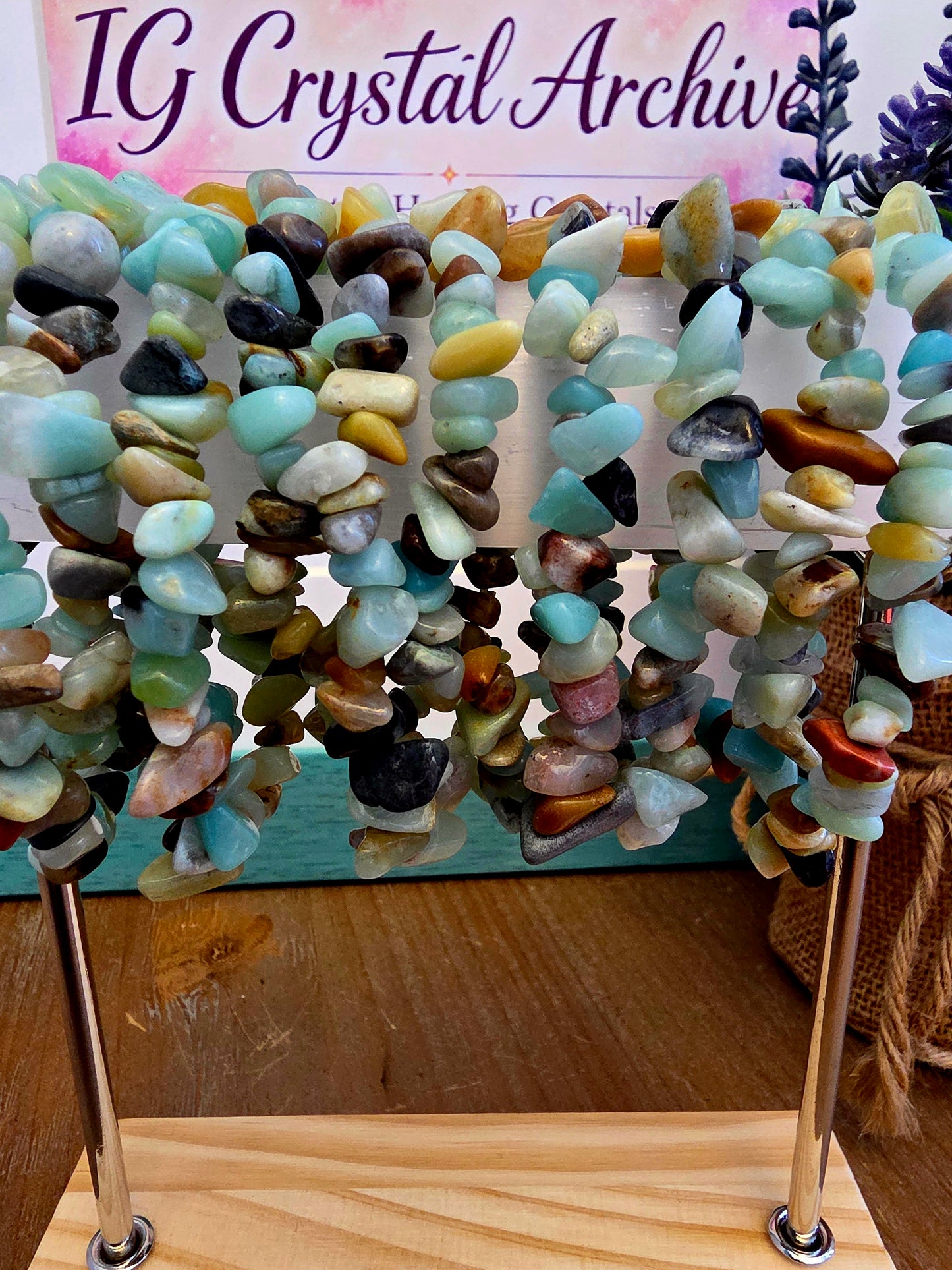 Natural Amazonite Chip Bracelet | Multicolor Blue Green Gemstone Stretch Bracelet | Boho Stone Jewelry