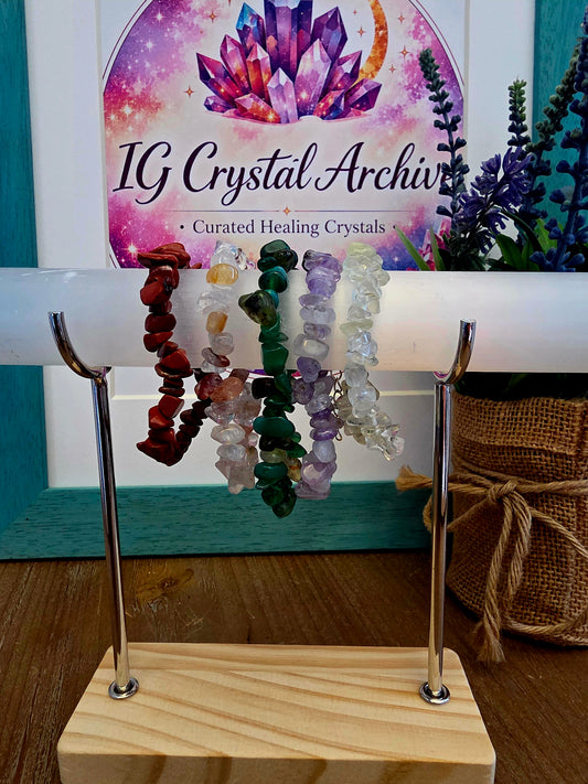 Natural Crystal Chip Bracelets | Assorted Genuine Stone Stretch Bracelets | Choose Your Stone