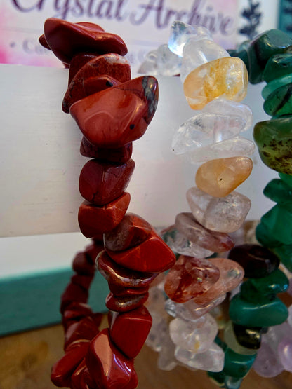 Natural Crystal Chip Bracelets | Assorted Genuine Stone Stretch Bracelets | Choose Your Stone