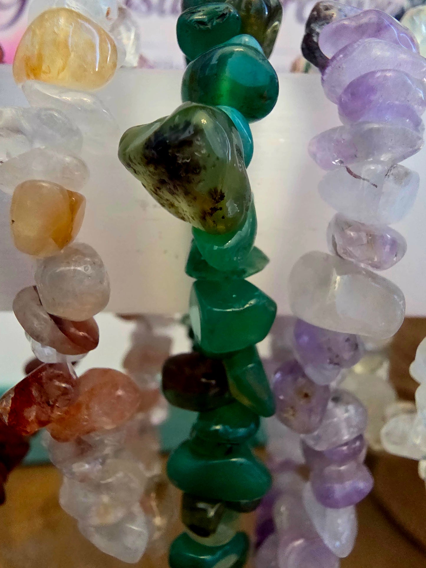 Natural Crystal Chip Bracelets | Assorted Genuine Stone Stretch Bracelets | Choose Your Stone
