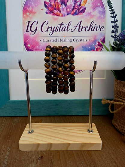 Natural Tiger’s Eye Crystal Bracelet | Golden Brown Gemstone Beaded Bracelet | Protection Confidence & Grounding Crystal Jewelry