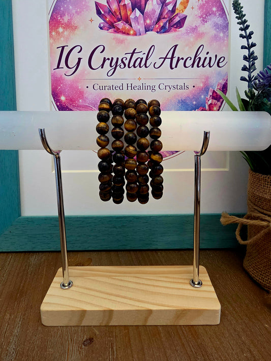 Natural Tiger’s Eye Crystal Bracelet | Golden Brown Gemstone Beaded Bracelet | Protection Confidence & Grounding Crystal Jewelry
