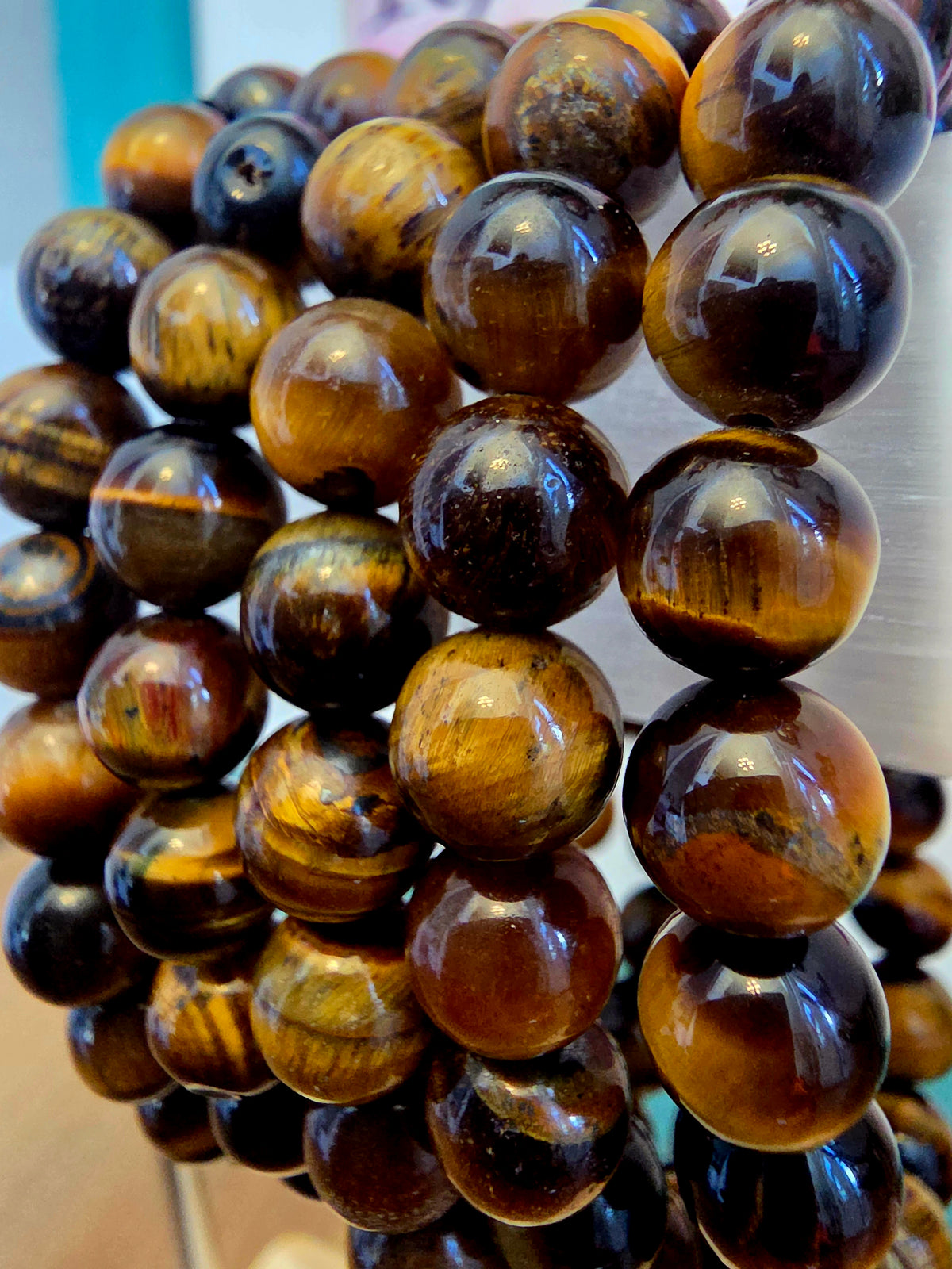Natural Tiger’s Eye Crystal Bracelet | Golden Brown Gemstone Beaded Bracelet | Protection Confidence & Grounding Crystal Jewelry