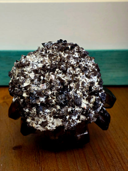 Natural Smoky Quartz Crystal Cluster | Dark Smoky Quartz Points on Matrix | Raw Mineral Specimen