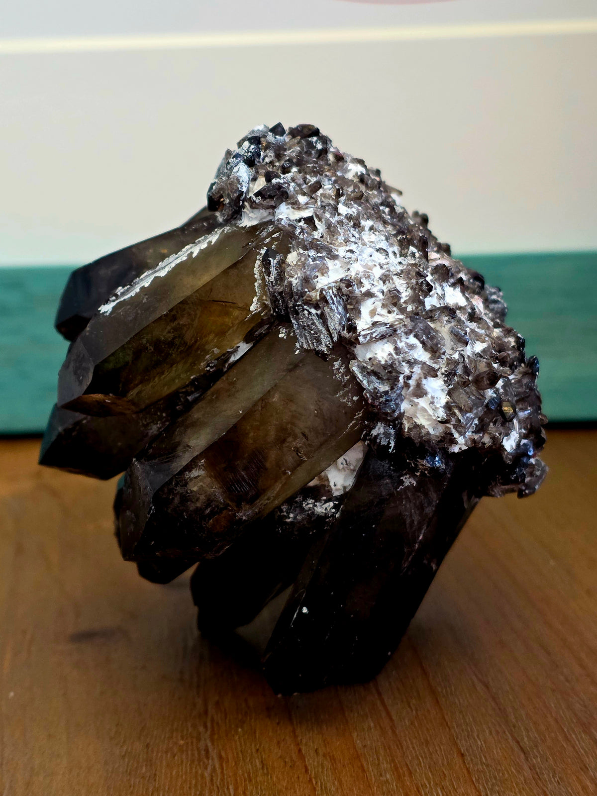 Natural Smoky Quartz Crystal Cluster | Dark Smoky Quartz Points on Matrix | Raw Mineral Specimen
