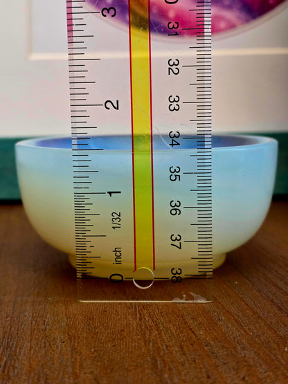 Opalite Glass Crystal Bowl | Iridescent Blue White Decorative Trinket Dish | 3.25 Inch Display Bowl