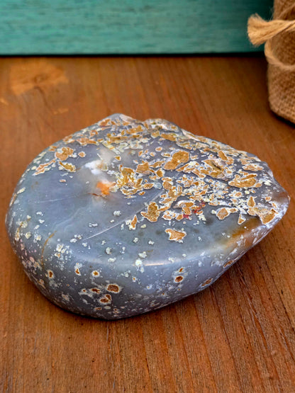 Natural Blue Gray Agate Bowl | Polished Crystal Stone Dish | One-of-a-Kind Gemstone Décor