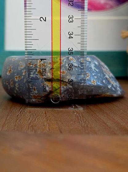 Natural Blue Gray Agate Bowl | Polished Crystal Stone Dish | One-of-a-Kind Gemstone Décor