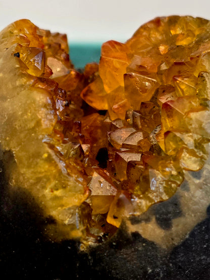Citrine Geode Sphere | Golden Citrine Druzy Crystal Sphere | Open Cave Quartz Display Specimen | Crystal Home Décor