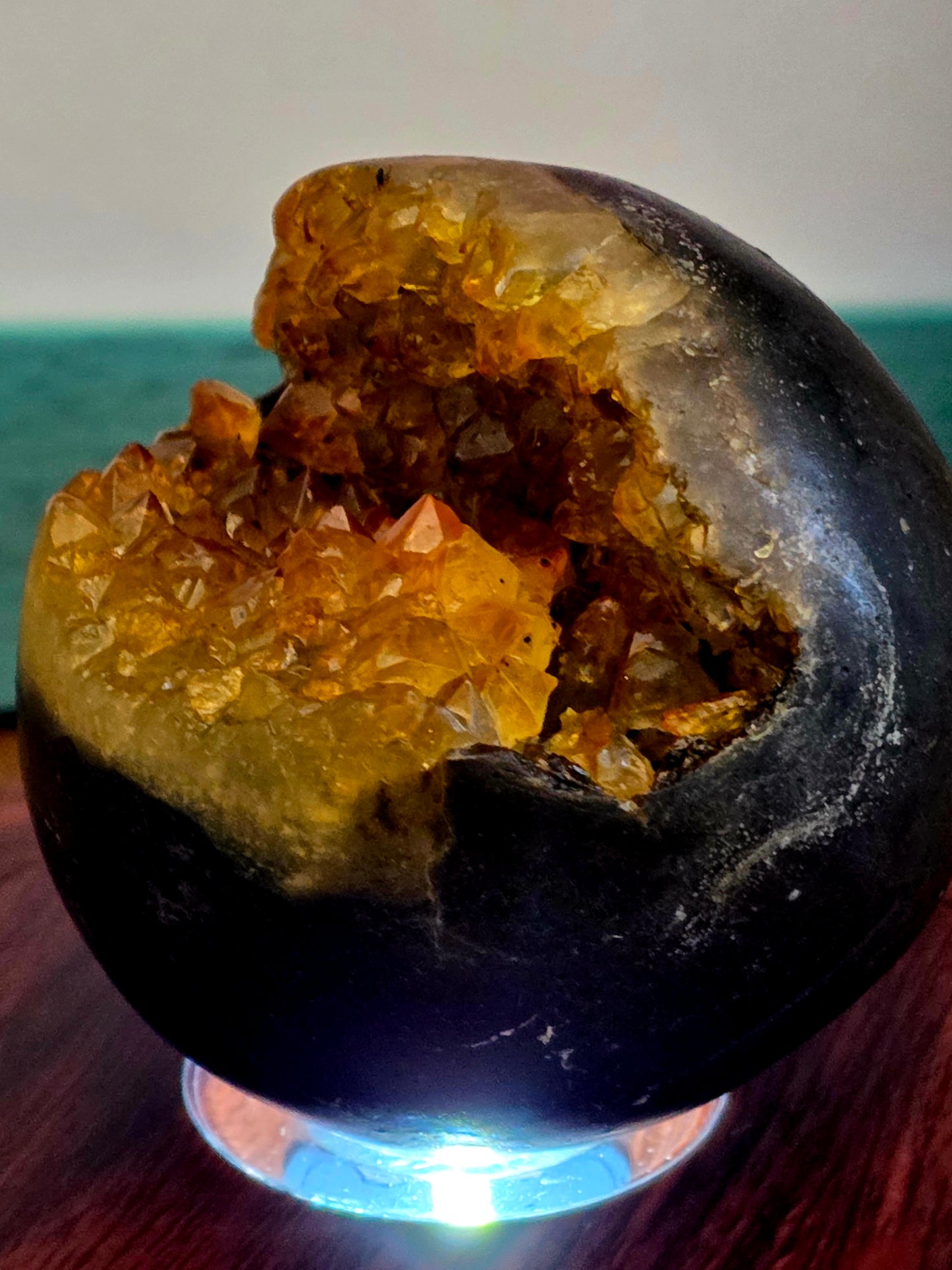 Citrine Geode Sphere | Golden Citrine Druzy Crystal Sphere | Open Cave Quartz Display Specimen | Crystal Home Décor