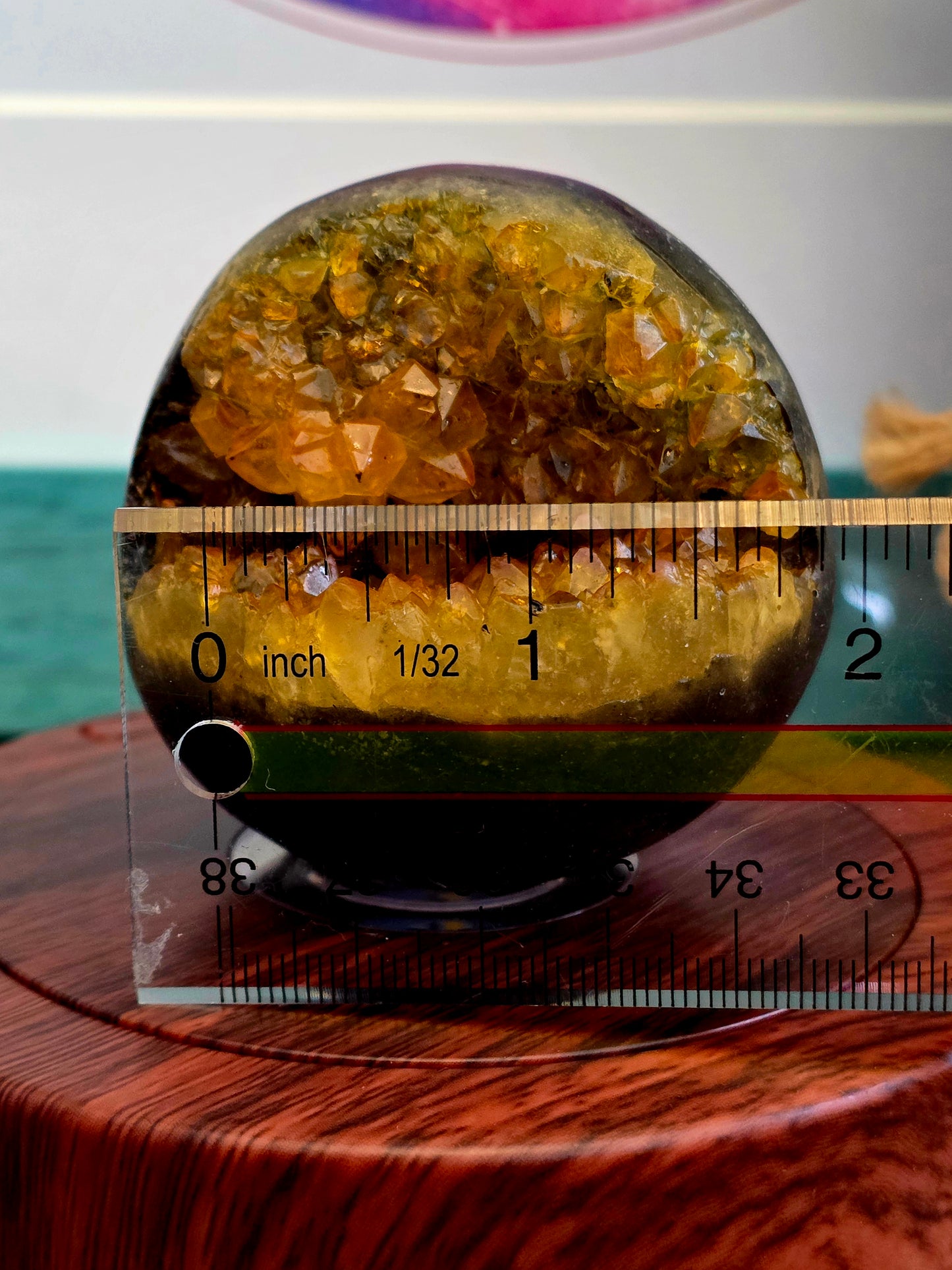 Citrine Geode Sphere | Golden Citrine Druzy Crystal Sphere | Open Cave Quartz Display Specimen | Crystal Home Décor