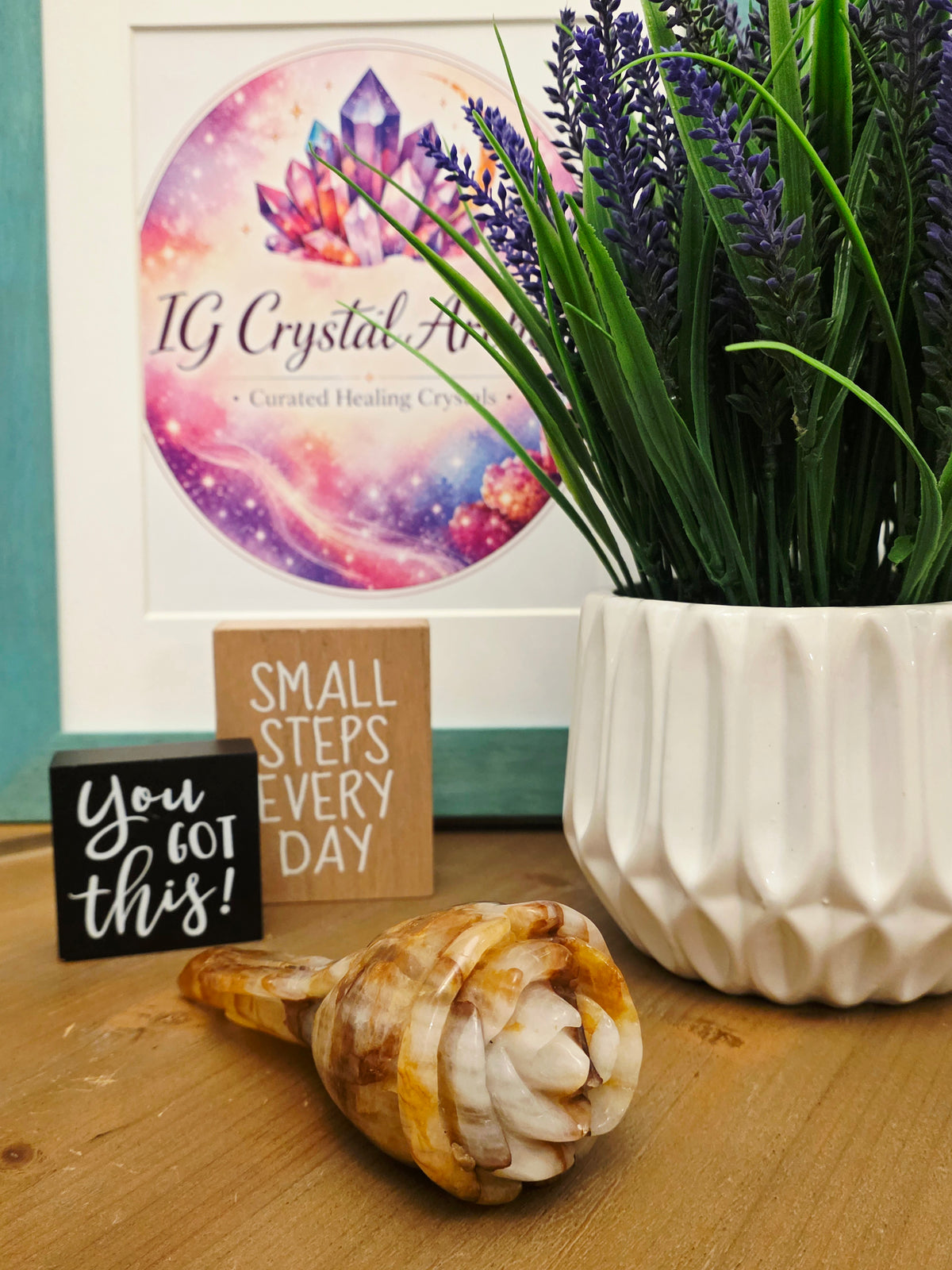 Honey Calcite Rose Carving | 5.5" Hand-Carved Crystal Flower | Natural Stone Floral Décor