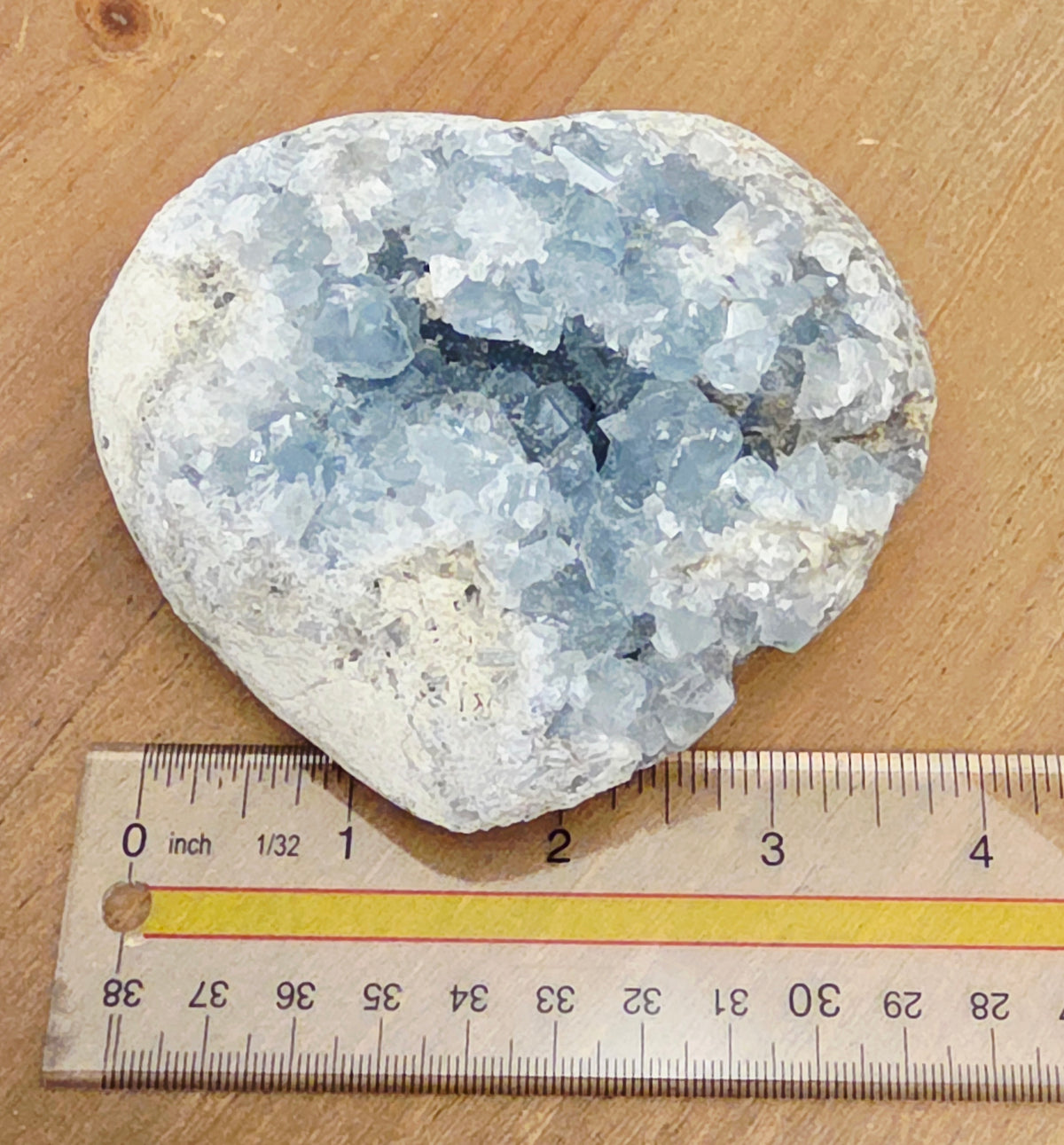 Natural Blue Celestite Crystal Cluster on Silver Stand | Raw Celestine Geode | Blue Crystal Home Décor