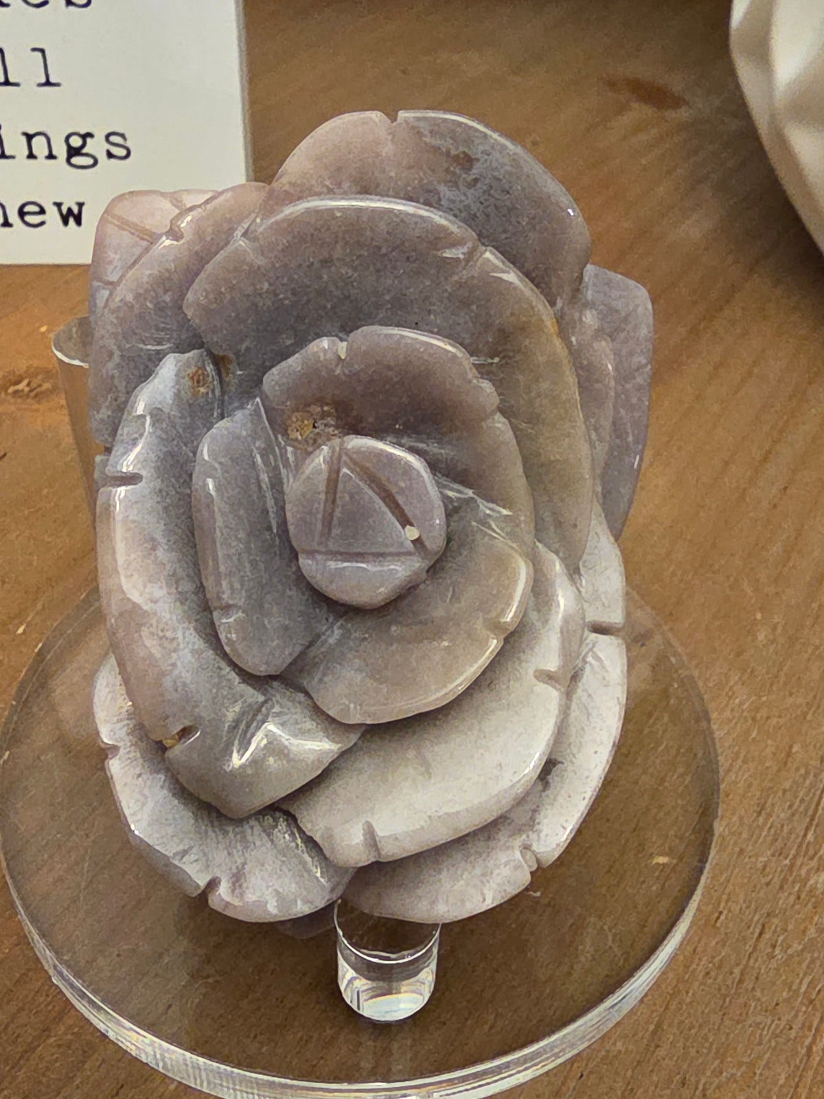 Lavender Druzy Agate Rose Carving | Purple Crystal Flower | Natural Agate Home Décor | Crystal Rose