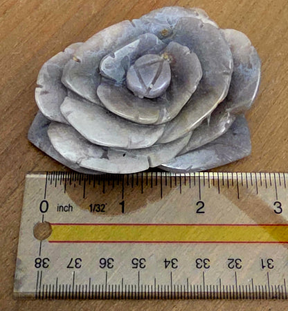 Lavender Druzy Agate Rose Carving | Purple Crystal Flower | Natural Agate Home Décor | Crystal Rose