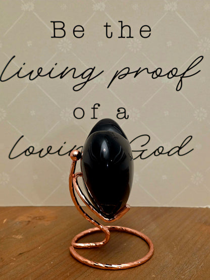 Black Obsidian Heart | Large Polished Natural Stone Heart | Black Crystal Décor | Obsidian Display Piece