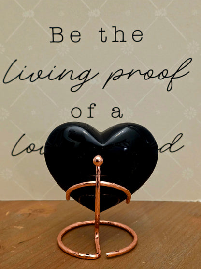 Black Obsidian Heart | Large Polished Natural Stone Heart | Black Crystal Décor | Obsidian Display Piece
