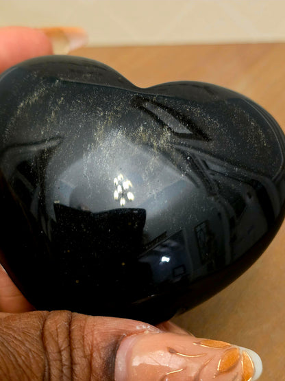 Black Obsidian Heart | Large Polished Natural Stone Heart | Black Crystal Décor | Obsidian Display Piece