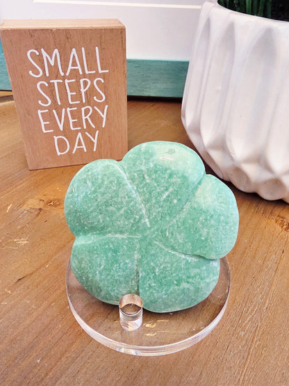 Amazonite Rose Crystal Carving | 3" Hand-Carved Green Stone Flower | Natural Crystal Home Décor