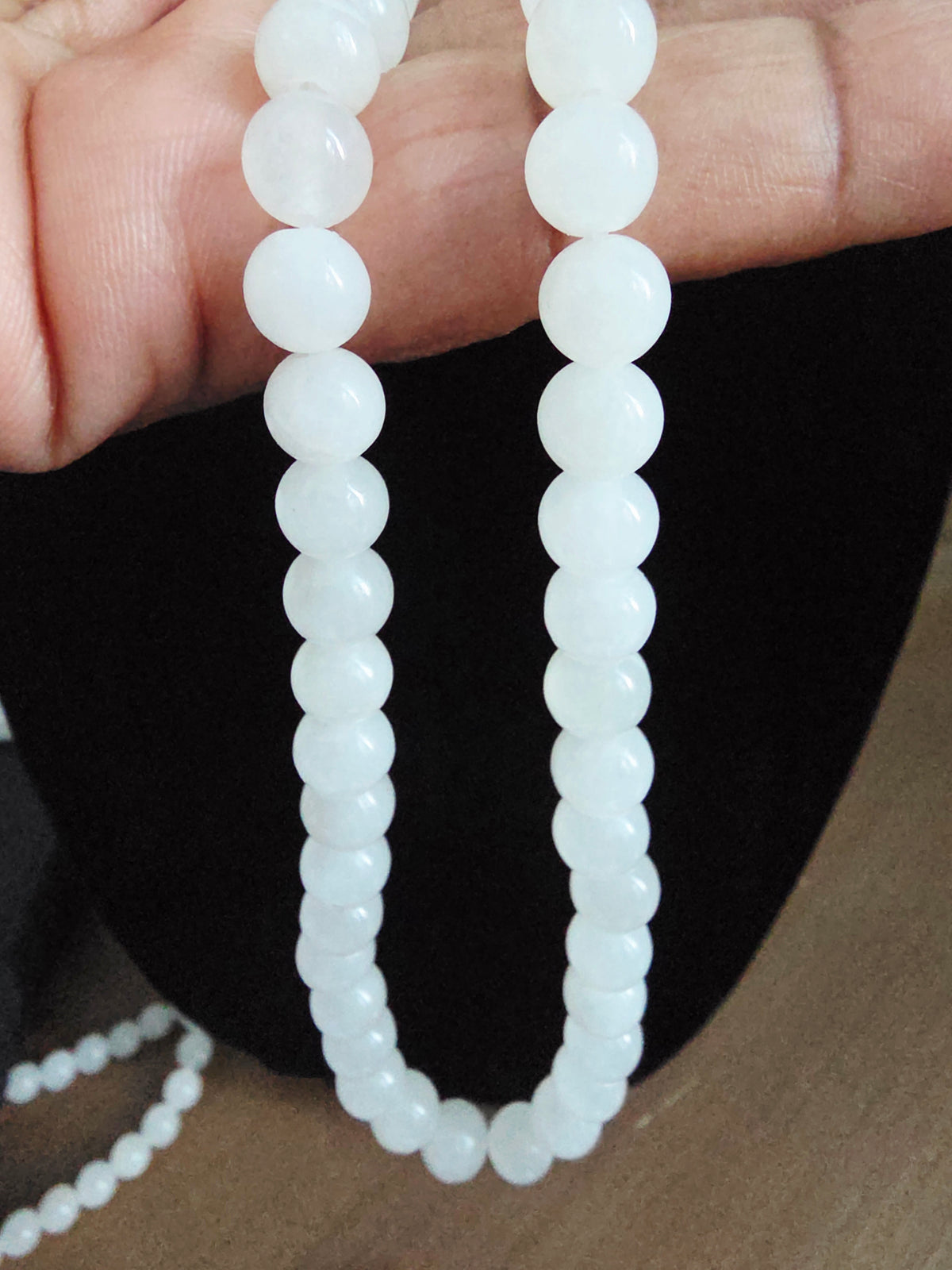 Natural White Quartz Beaded Necklace | Milky White Crystal Gemstone Necklace | Polished Round Quartz Bead