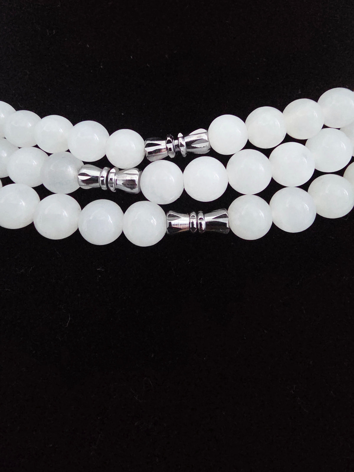 Natural White Quartz Beaded Necklace | Milky White Crystal Gemstone Necklace | Polished Round Quartz Bead