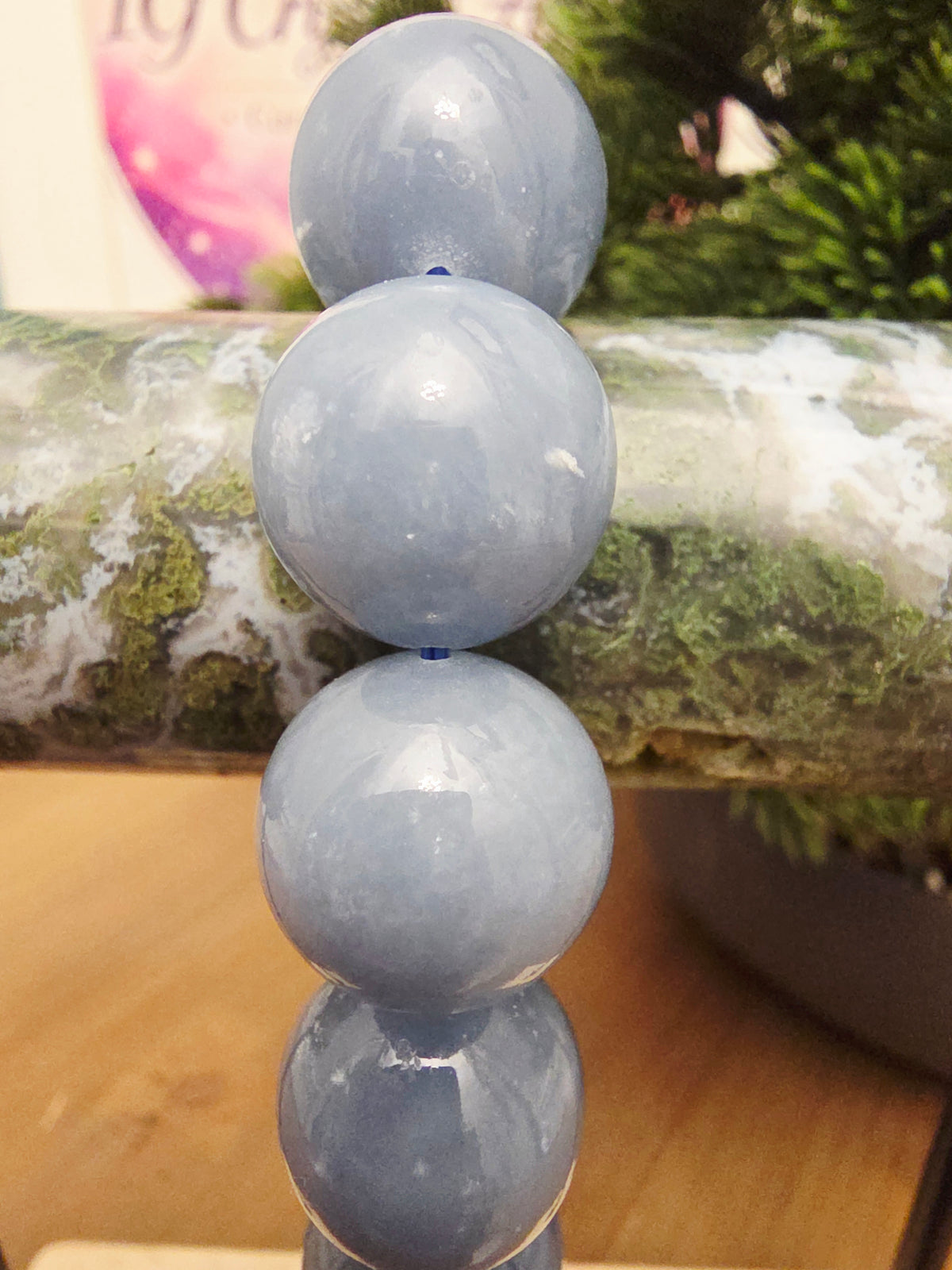 Natural Blue Calcite Bracelet | Oversized Blue Stone Beads | Chunky Gemstone Stretch Bracelet | Statement Crystal Jewelry
