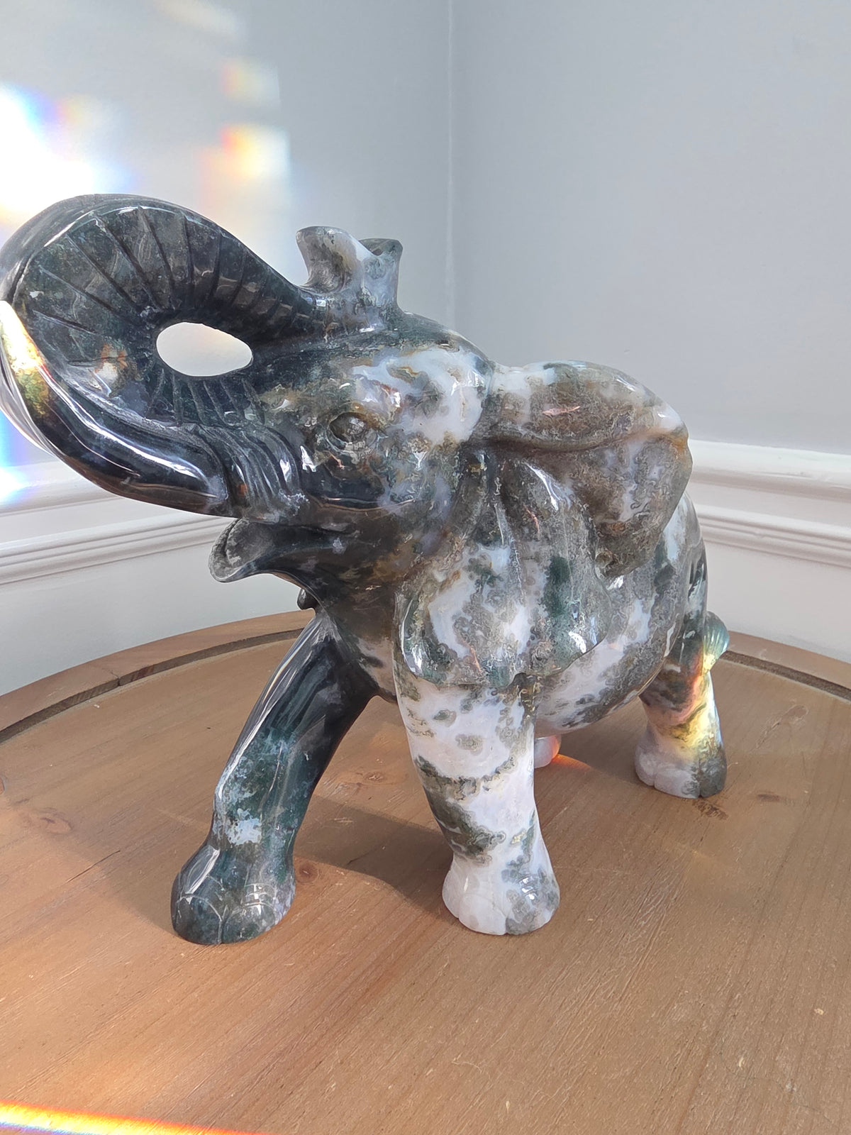 XL Ocean Jasper Elephant with Natural Druzy Geode | 15+ lb Hand-Carved Crystal Elephant | Large Statement Stone Décor