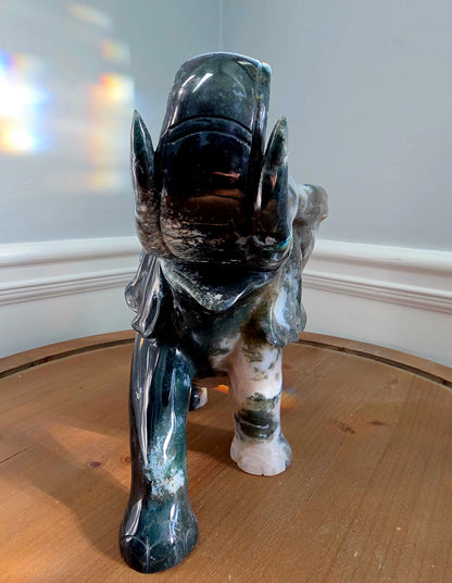 XL Ocean Jasper Elephant with Natural Druzy Geode | 15+ lb Hand-Carved Crystal Elephant | Large Statement Stone Décor