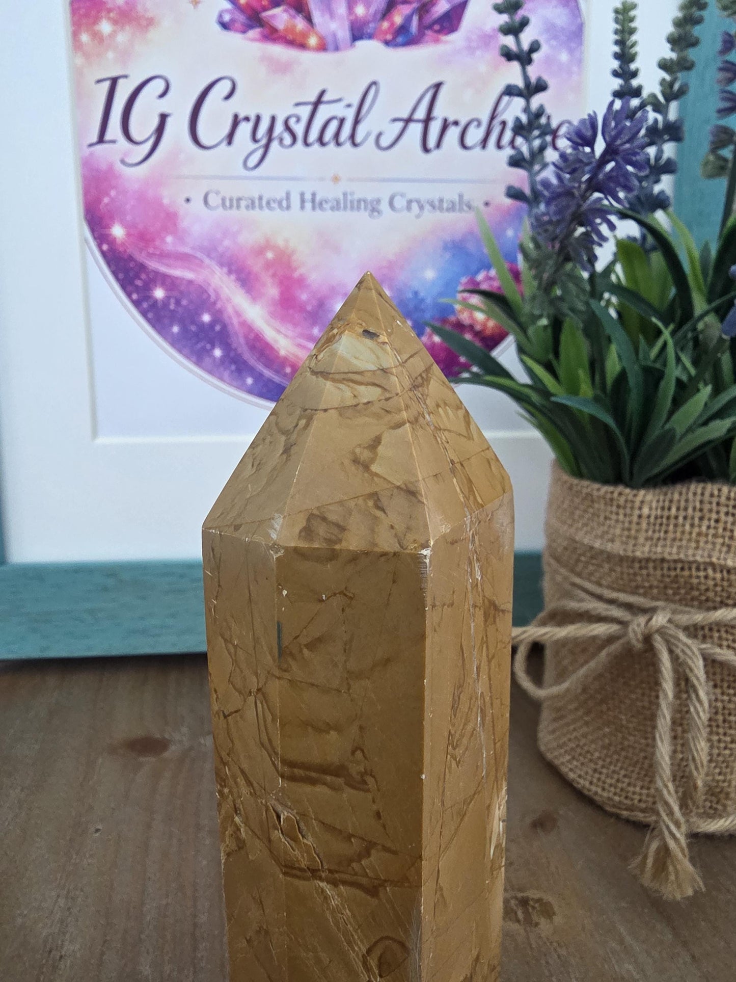 Picture Jasper Tower | Natural Desert-Toned Jasper Point | Polished Statement Crystal