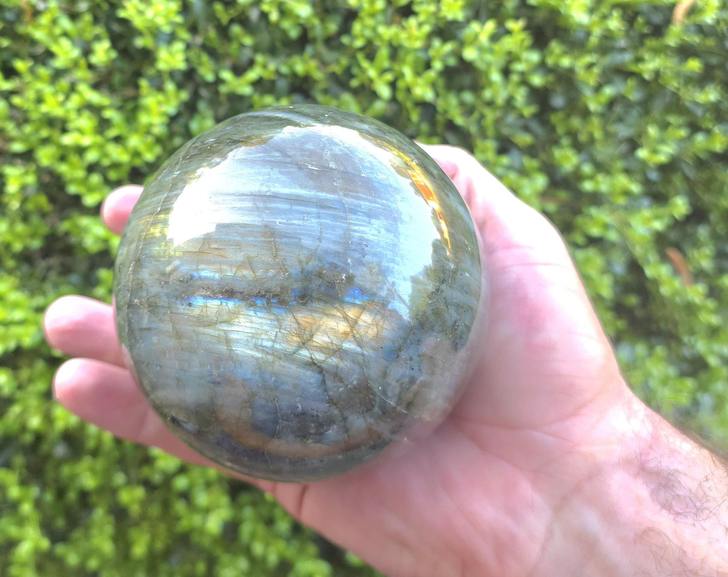 Blue Flash Labradorite Sphere – Polished Protection Crystal Ball, Spiritual Decor