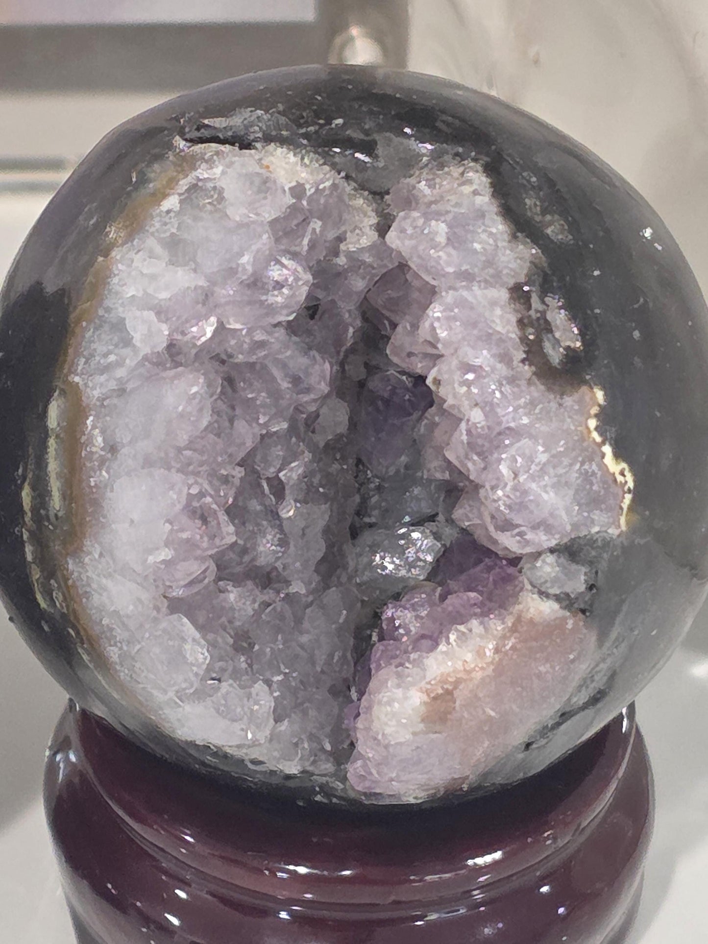 Amethyst Geode Sphere Pair w/ Stands | Druzy Crystal Set
