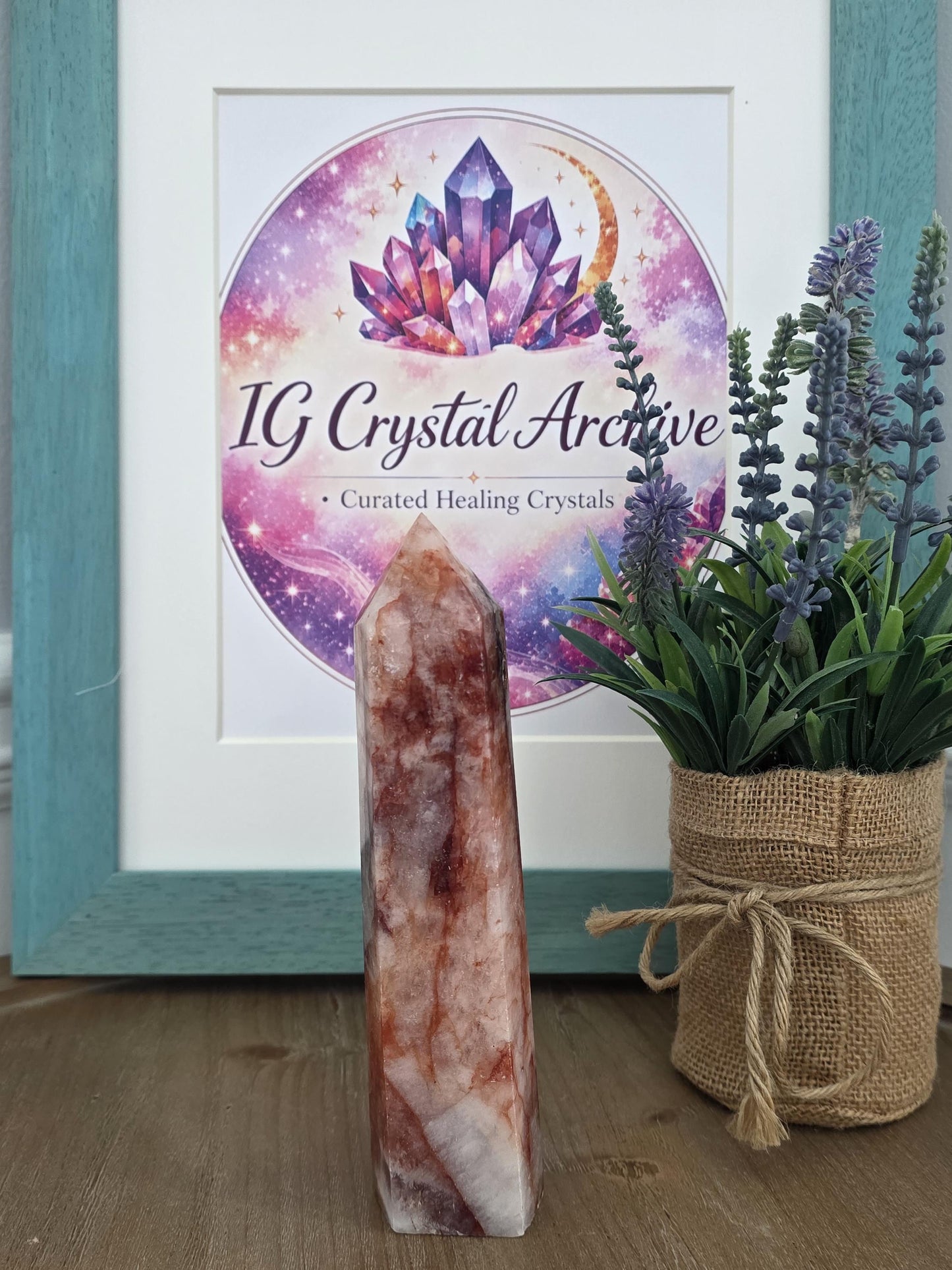 Large Hematoid Quartz Tower | Red Vein Polished Crystal Décor