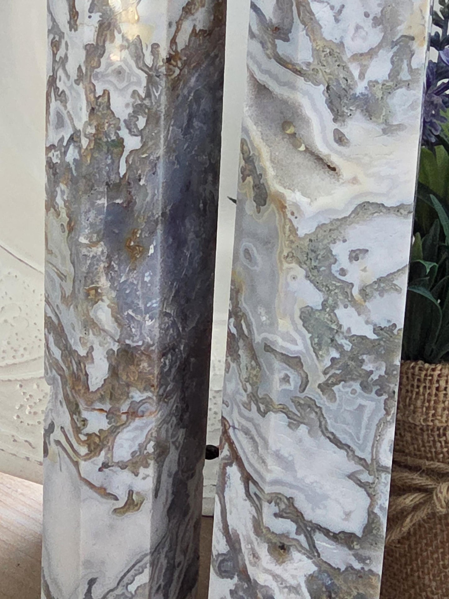 Matching Lace Agate Tower Pair | Large Collector Crystal Points