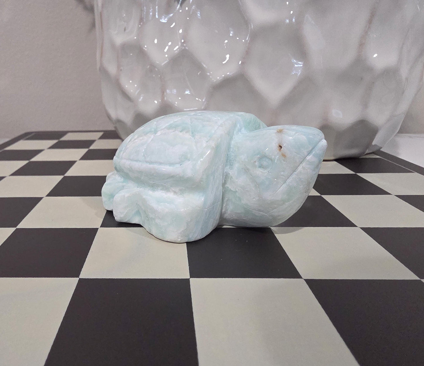 Amazonite Turtle Carving | Crystal Turtle Figurine | Healing Stone Animal | Calming Energy Decor | Ocean Inspired Crystal