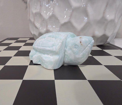 Amazonite Turtle Carving | Crystal Turtle Figurine | Healing Stone Animal | Calming Energy Decor | Ocean Inspired Crystal