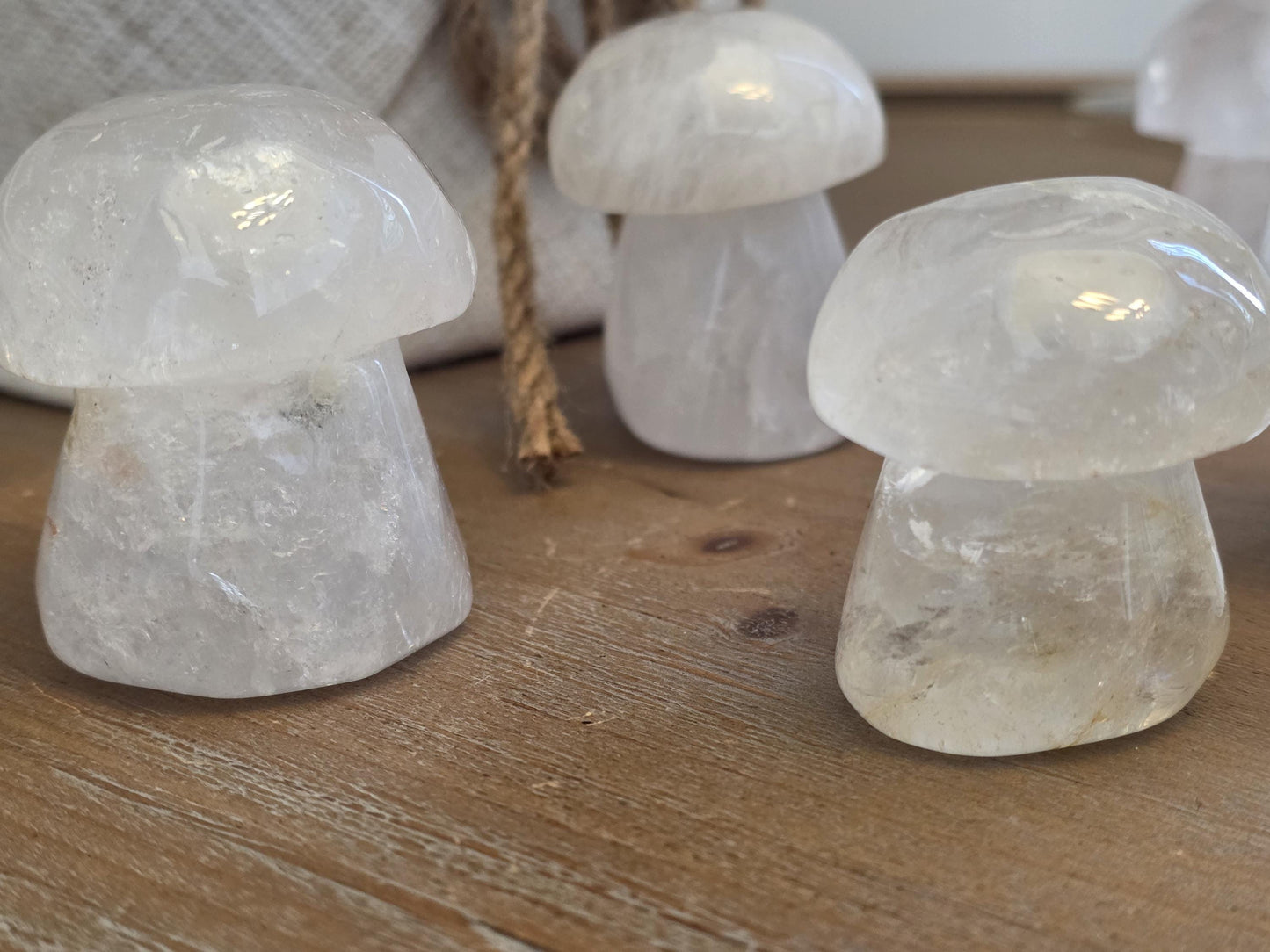 Mini Clear Quartz Mushroom Carvings | Hand Polished Crystal Decor, Healing Altar Stones