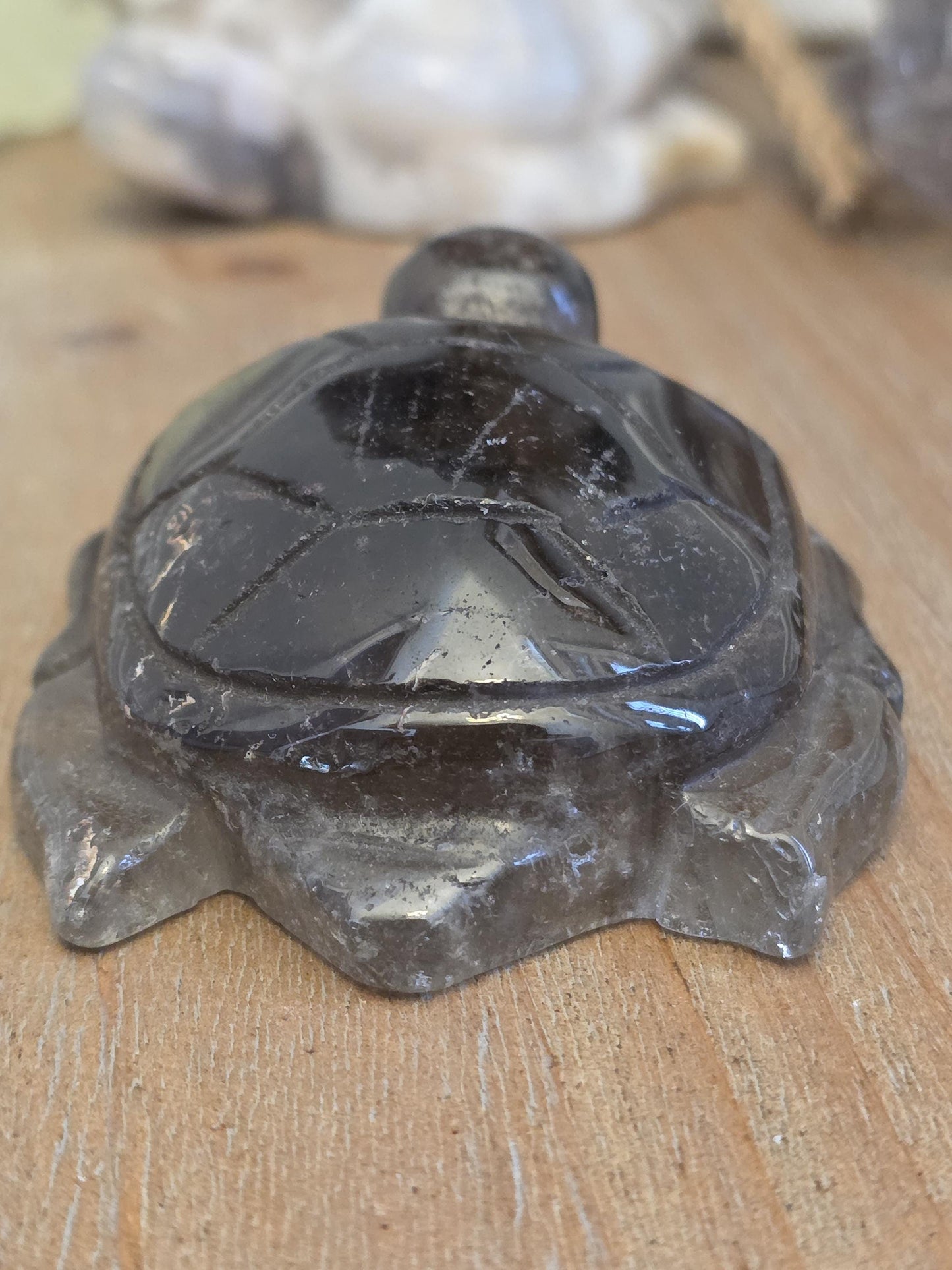 Hand Carved Smoky Quartz Turtle Figurine | Natural Crystal Animal Decor