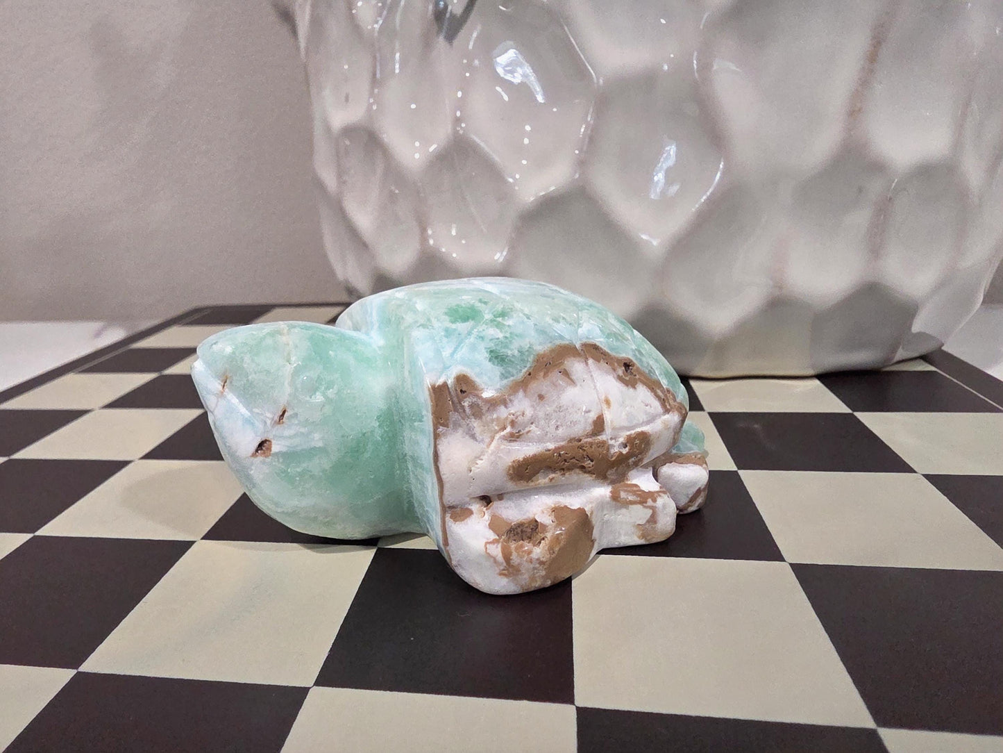 Amazonite Turtle Carving | Crystal Turtle Figurine | Healing Stone Animal | Calming Energy Decor | Ocean Inspired Crystal