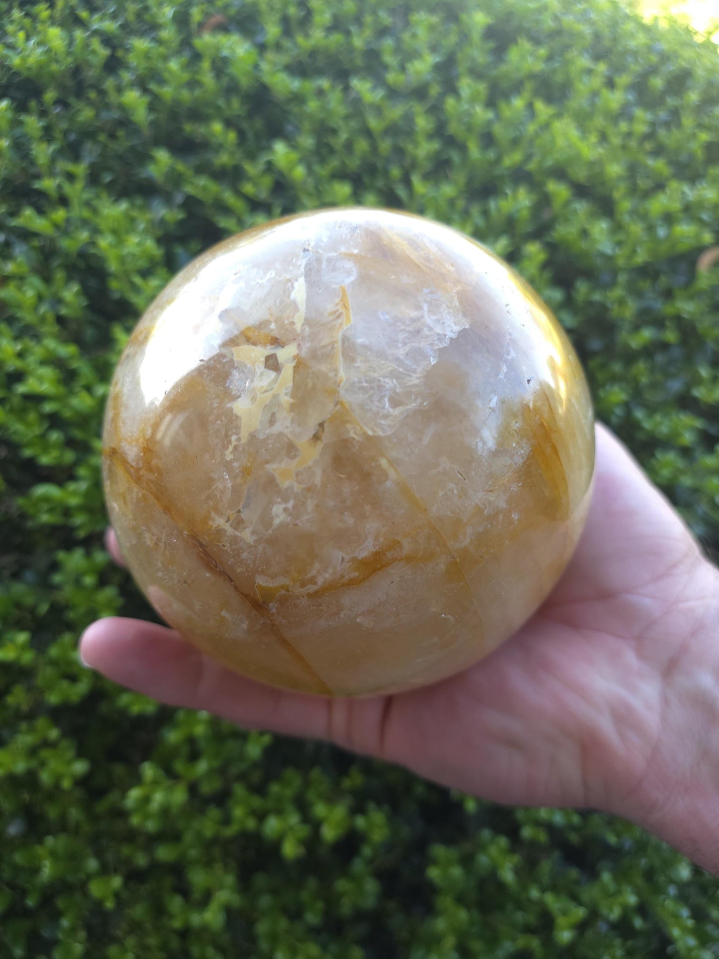 Golden Healer Quartz Sphere | Polished Honey Crystal Ball, Warm Energy Stone