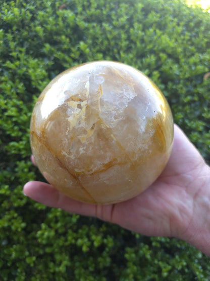 Golden Healer Quartz Sphere | Polished Honey Crystal Ball, Warm Energy Stone